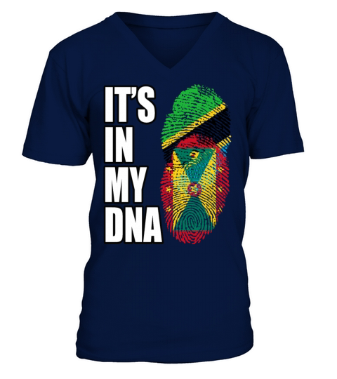 Tanzanian And Grenadian Vintage Heritage DNA Flag V-Neck T-shirt