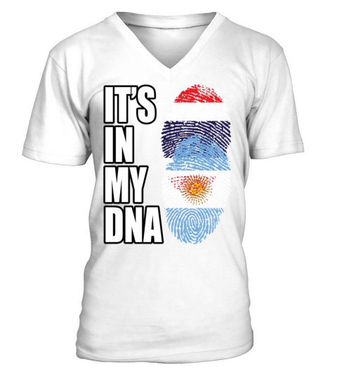Thai And Argentinian Vintage Heritage DNA Flag V-Neck T-shirt