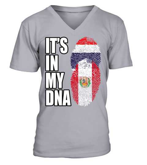 Thai And Peruvian Vintage Heritage DNA Flag V-Neck T-shirt