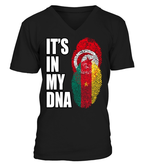 Tunisian And Cameroonian Mix Heritage DNA Flag V-Neck T-shirt