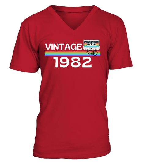 Vintage 1982 Rainbow Cassette V-Neck T-shirt
