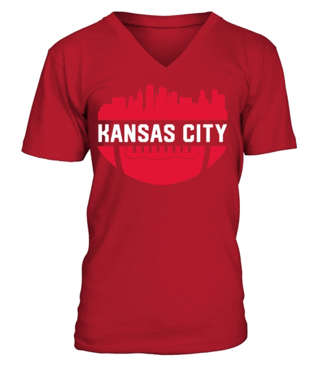 Vintage Downtown Kansas City Mo Skyline Football V-Neck T-shirt