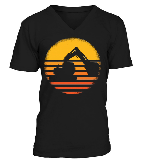 Vintage Retro Excavator V-Neck T-shirt