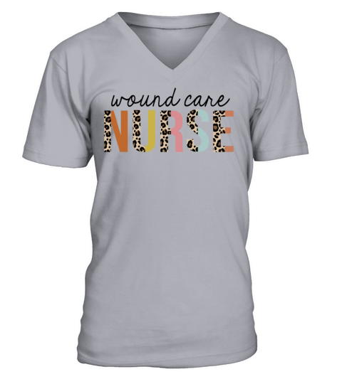 Wound-Care Nurse Leopard Print Registered RN V-Neck T-shirt