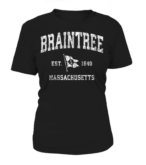 Braintree Ma Vintage Nautical Boat Anchor Flag Spo Women's T-Shirt