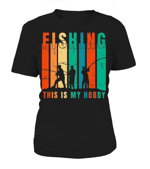 Silhouette fishing Sea Funny Retro Vintage Women's T-Shirt