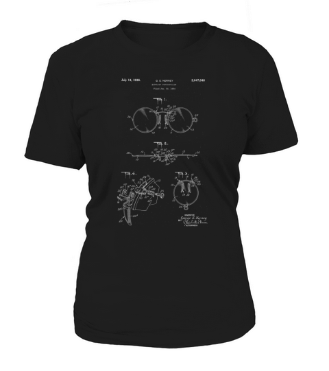 Vintage Patent Drawing Eyeglass Eyeglasses Construction Tee Women's T-Shirt