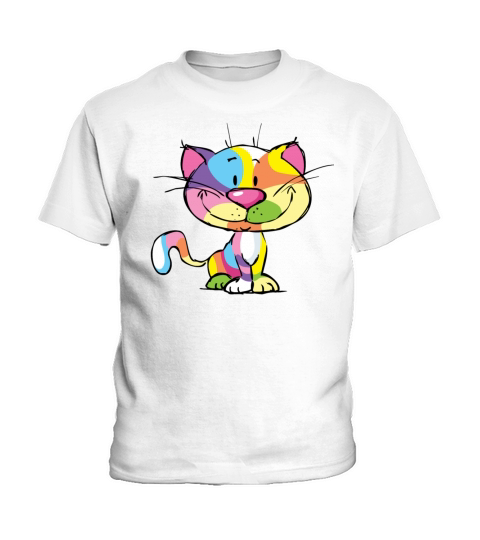 Cute Kitty Cartoon Colorful Pop Art Design Kids T-Shirt