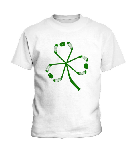 Funny Hockey PatrickS Day Shamrock Hockey irish Kids T-Shirt