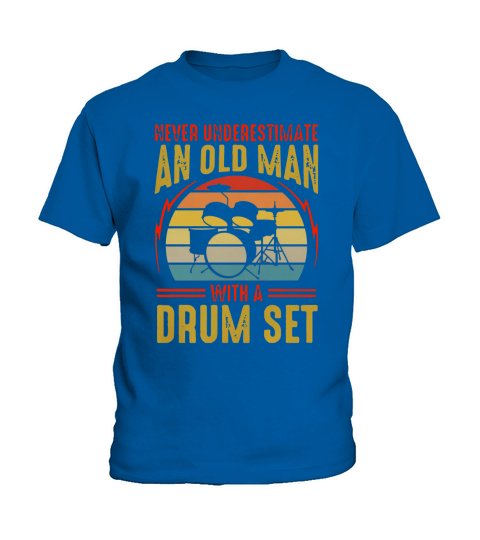 Never underestimate an old man with a drum set vintage shirt Kids T-Shirt
