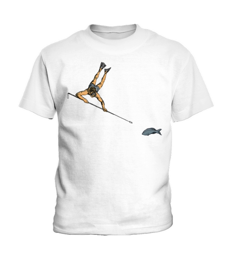 Vintage Spearfishing Diver with Polespear and Fish Kids T-Shirt