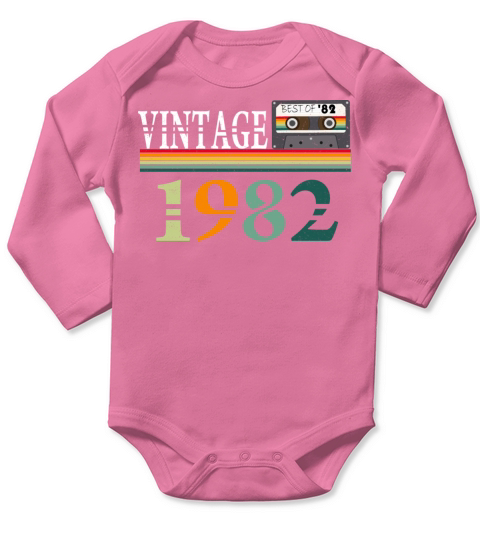 1982 Vintage Vintage Retro Birthday Gift Long Sleeve Baby One-Piece