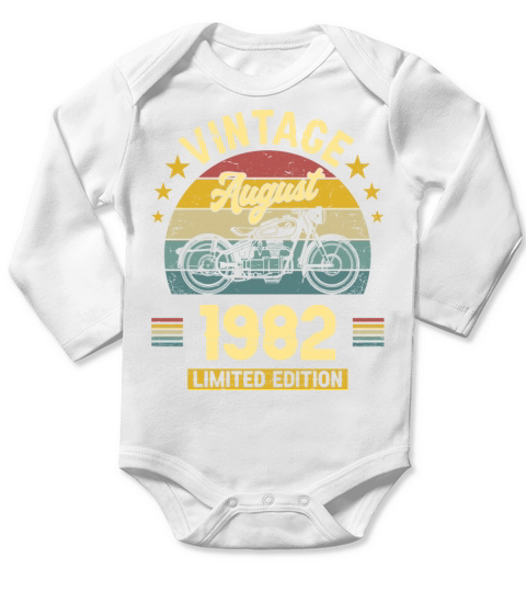 August 1982 40 Years Old Vintage 40th Birthday Long Sleeve Baby One-Piece