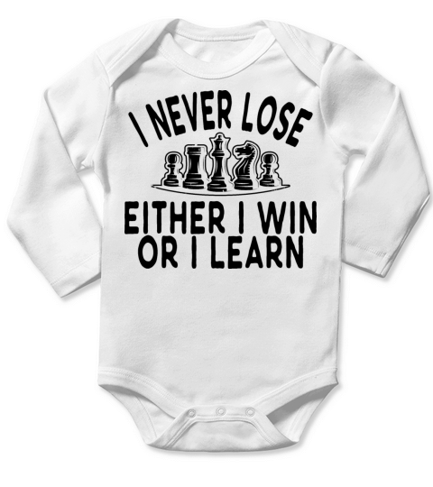 Chess - I never lose either I win or I learn b Long Sleeve Baby One-Piece