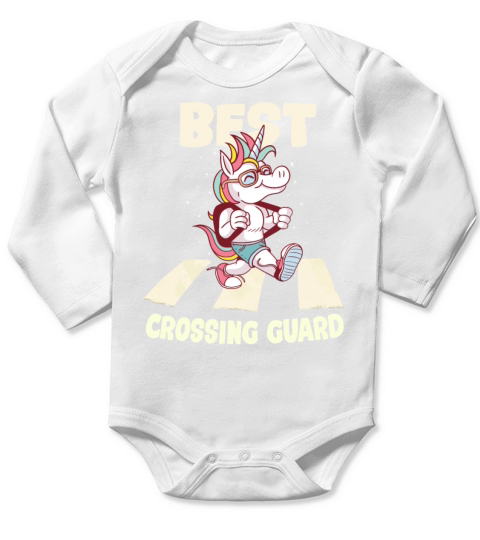 Crossing Guard Unicorn Cartoon Long Sleeve Baby One-Piece