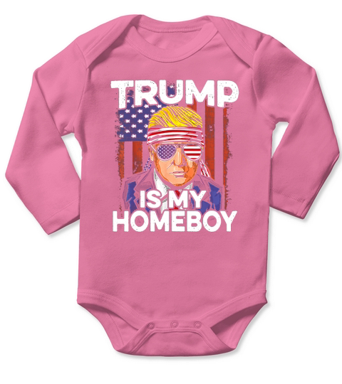 Donald Trump Is My Homeboy Glasses Headband Usa Flag 4th Of July t-shirt Long Sleeve Baby One-Piece