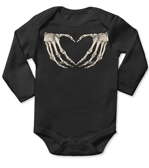 Funny Skeleton Hand Heart Sign Bones Funny Costume Long Sleeve Baby One-Piece