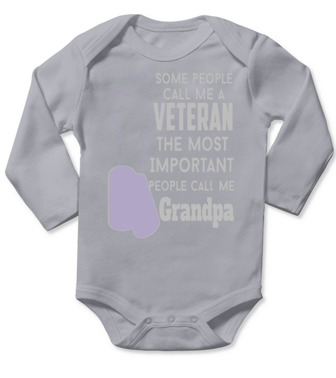 happy veteran grandpa Long Sleeve Baby One-Piece