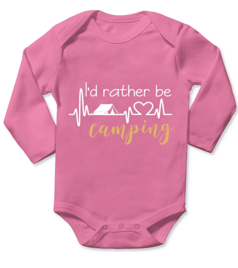 Id Rather Be Camping Funny Camping Heart Beat Des Long Sleeve Baby One-Piece