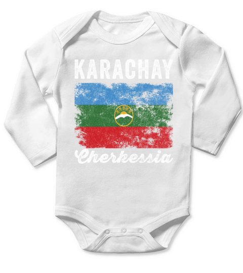 Karachay Cherkessia Flag Distressed Long Sleeve Baby One-Piece