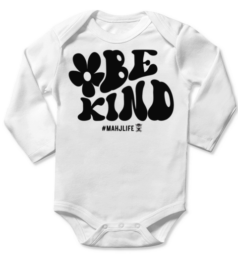 Mahj Life Groovy Quote Be Kind Long Sleeve Baby One-Piece