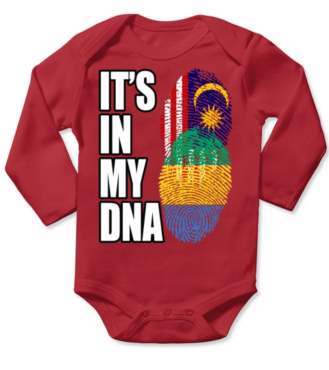 Malaysian And Gabonese Mix Heritage DNA Flag Long Sleeve Baby One-Piece