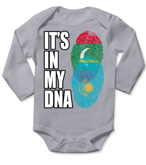 Maldivian And Kazakhstani Mix Heritage DNA Flag Long Sleeve Baby One-Piece