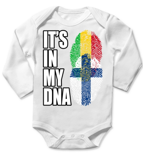 Malian And Finland Mix Heritage DNA Flag Long Sleeve Baby One-Piece