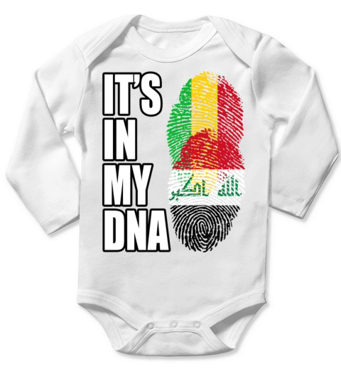 Malian And Iraqi Mix Heritage DNA Flag Long Sleeve Baby One-Piece