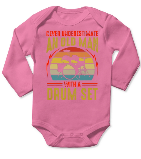 Never underestimate an old man with a drum set vintage shirt Long Sleeve Baby One-Piece