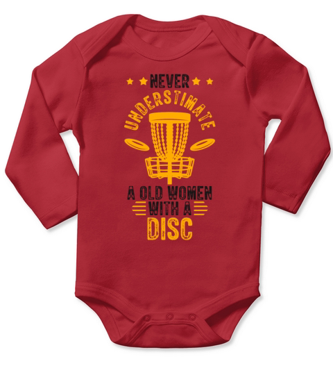 Old Women Disc Golf Vintage Ultimate Frisbee Long Sleeve Baby One-Piece