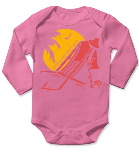 Outer Banks Beach Bum OBX Red Vintage Long Sleeve Baby One-Piece