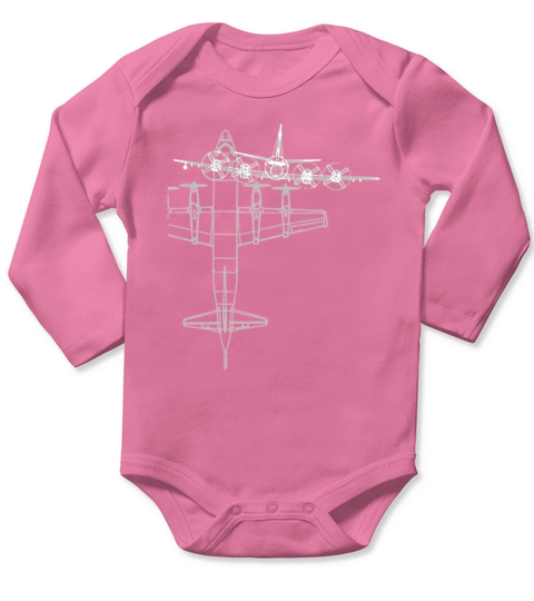 P-3 Orion Airplane Line Art shirt Long Sleeve Baby One-Piece