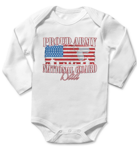 Proud Army National Guard Dad Frontside Long Sleeve Baby One-Piece