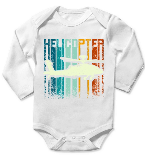 Retro Vintage Helicopter Long Sleeve Baby One-Piece