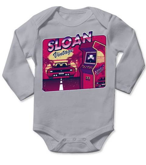 Sloan Funny Personalized Vintage Gamer 80s 90s Long Sleeve Baby One-Piece