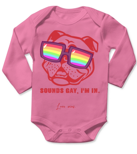 sounds gay im in gay dog sunglasses Long Sleeve Baby One-Piece