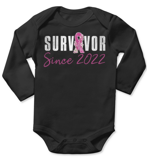 Survivor Since 2022 Breast Cancer Awareness Pink Long Sleeve Baby One-Piece