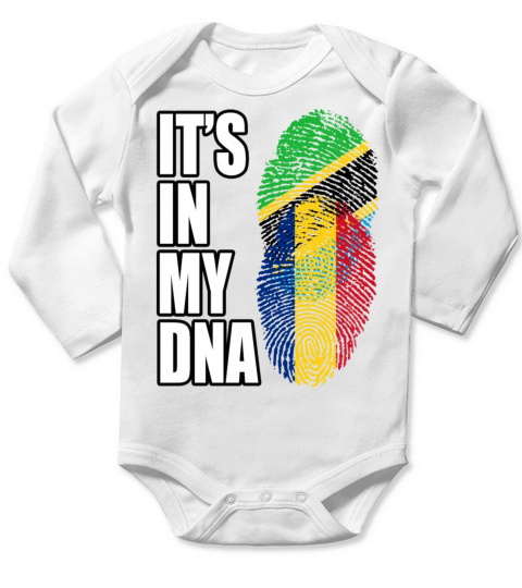 Tanzanian And Romanian Vintage Heritage DNA Flag Long Sleeve Baby One-Piece