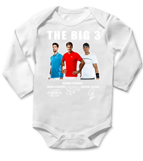 The Big 3 Novak Djokovic Roger Federer Rafael Nadal all Signed shirt Long Sleeve Baby One-Piece