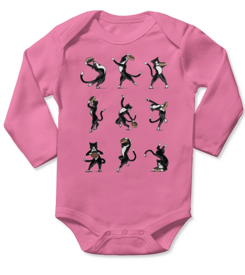 The Dinner Dance - Tuxedo Cat Dancing Long Sleeve Baby One-Piece