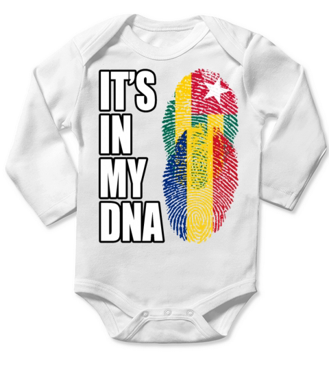 Togolese And Romanian Mix Heritage DNA Flag Long Sleeve Baby One-Piece