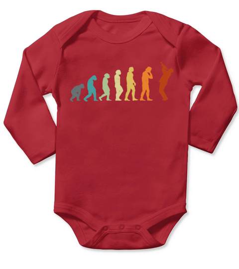 Trumpet Player Evolution Retro Long Sleeve Baby One-Piece