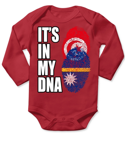 Tunisian And Nauruan Mix Heritage DNA Flag Long Sleeve Baby One-Piece