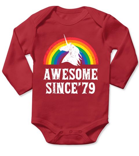 Unicorn 40th Birthday Gift Rainbow 1979 40 Years Old Long Sleeve Baby One-Piece