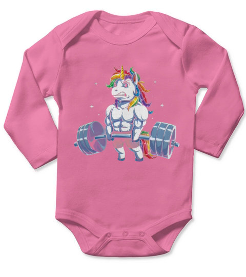 Unicorn Weightlifting Fitness Gym Deadlift Rainbow - Ladies Flowy Tank Long Sleeve Baby One-Piece