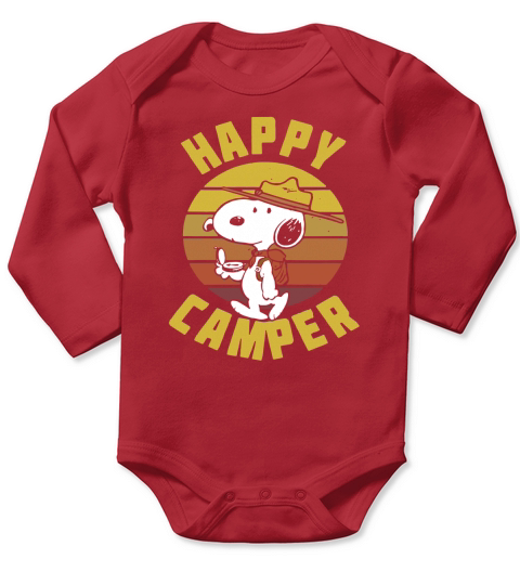 Vintage Peanuts Snoopy Happy Camper Long Sleeve Baby One-Piece