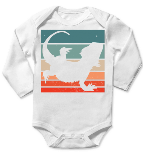 Vintage Retro Bearded Dragon Long Sleeve Baby One-Piece