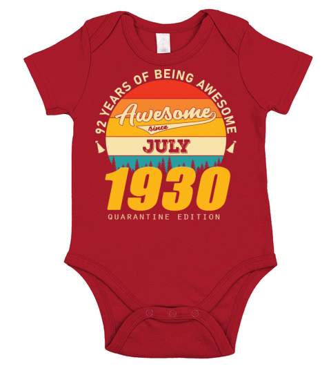 1930 Quarantine Edition July 92th birthday gift Short Sleeve Baby One-Piece