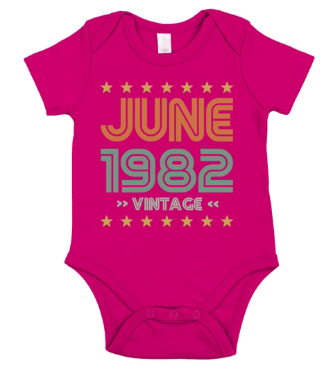 1982 vintage born in June gift Short Sleeve Baby One-Piece